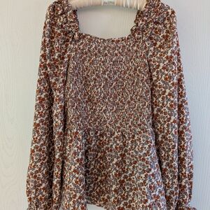 Hayden LA Smocked Top with Floral Design Small